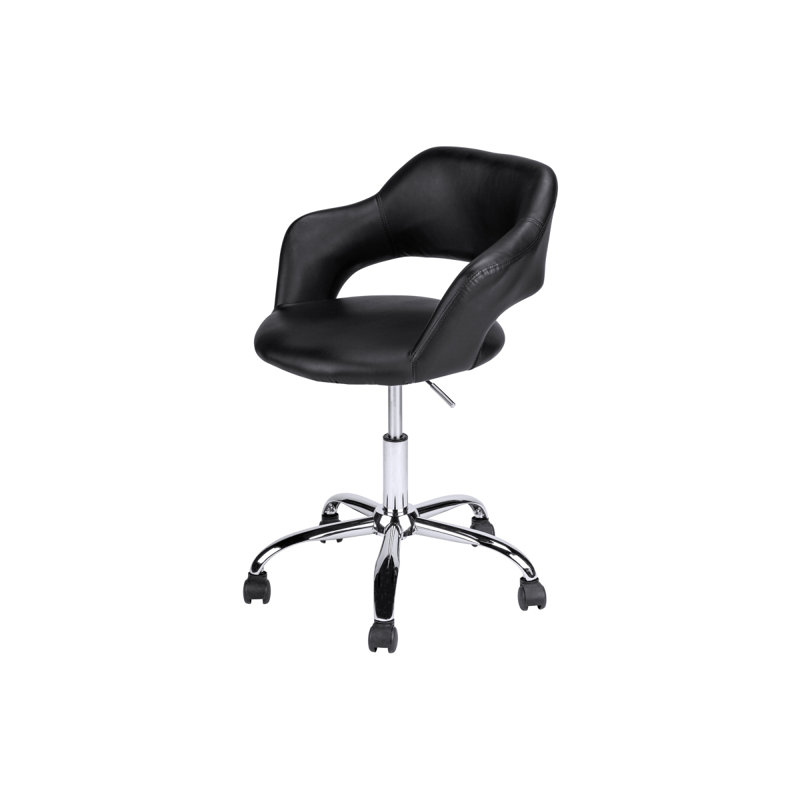 Office Chair, Adjustable Height, Swivel, Ergonomic, Armrests, Computer Desk, Work Leather Look, Chrome Metal