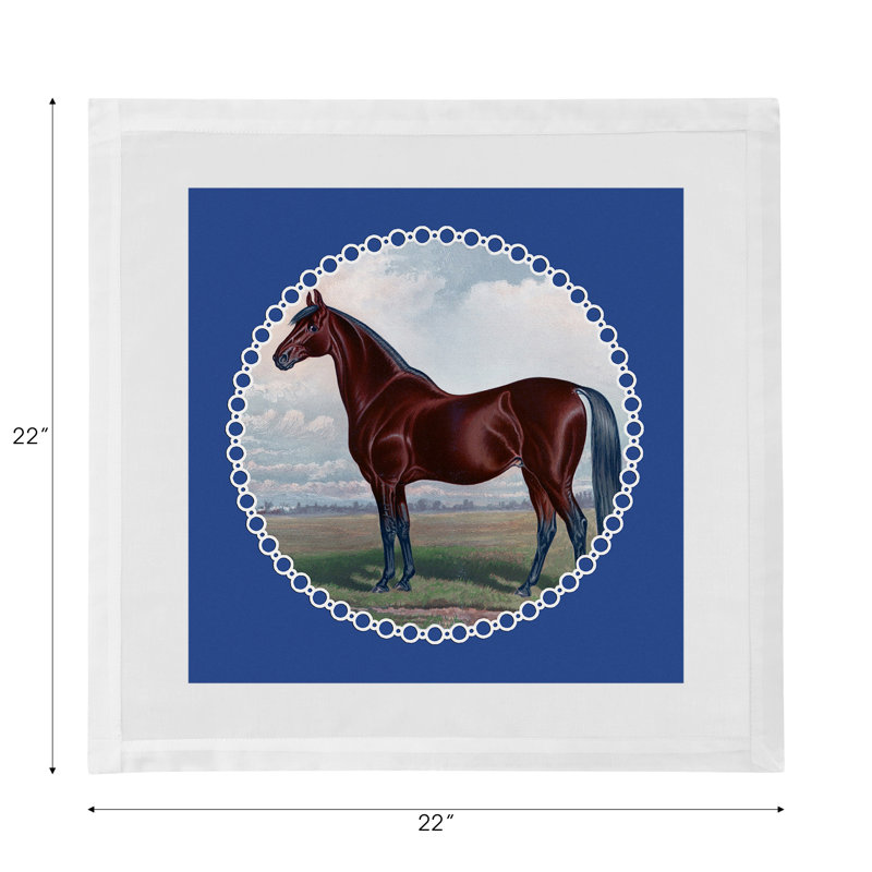 English Thoroughbred Cotton Sateen Dinner Napkins, Blue