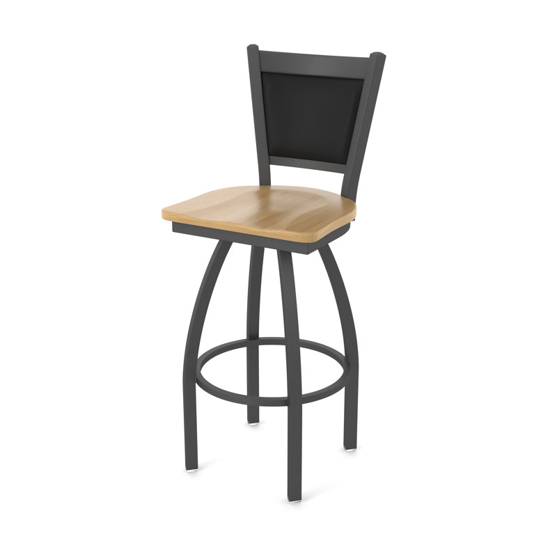 Tabouret pivotant Hadleigh, Chêne Naturel, Tabouret de bar (siège d’une hauteur de 30 po), Étain