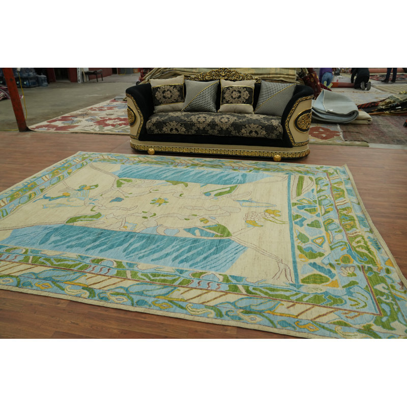 Tapis turc transitionnel en laine Oushak 9x12