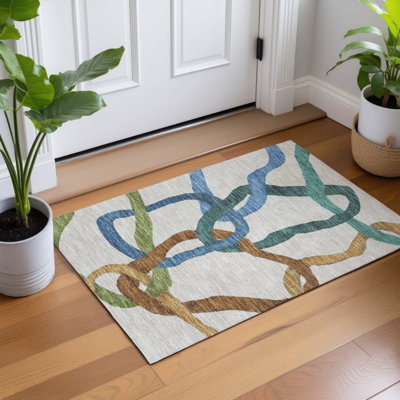 Machine Washable Indoor/Outdoor Lanning ACN2394 Abstract Rug