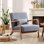 Hertford 26" Wide Mid Century Upholstered Solid Wood Accent Chair with an Extra Pillow