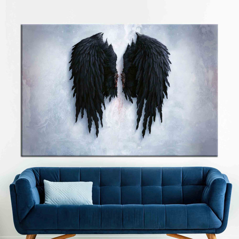 Modern Abstract Angel Art Canvas Featuring Fashionable Wings for an Artistic Wall Display, 20cm H x 30cm W, Does Not Apply