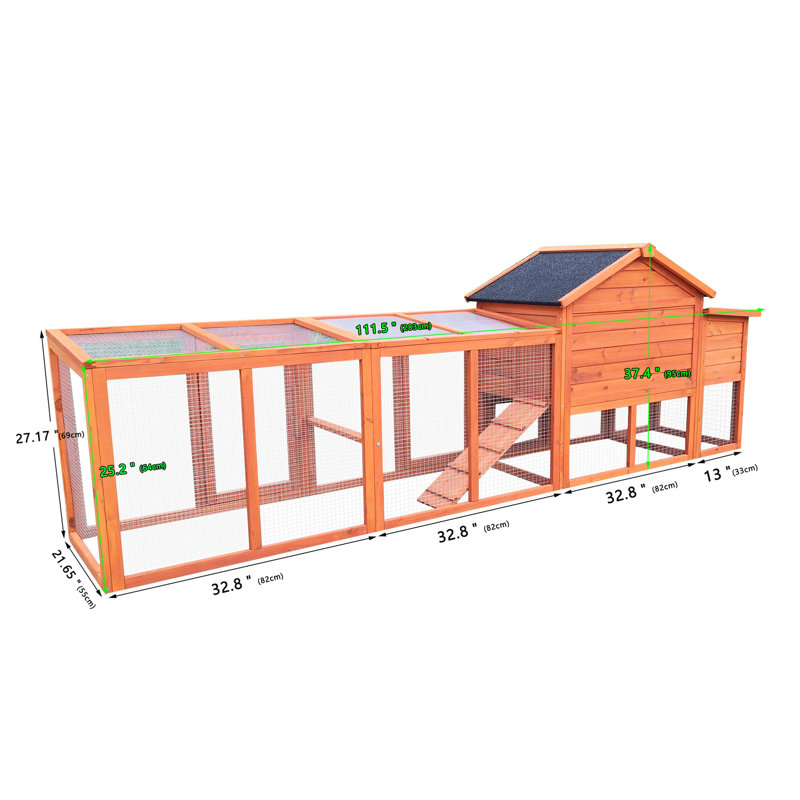 Cage à lapins extérieure avec aire de jeu spacieuse et grand nichoir