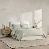 Jayson 3-Piece Linen Blend Fabric Sage Queen Duvet Set