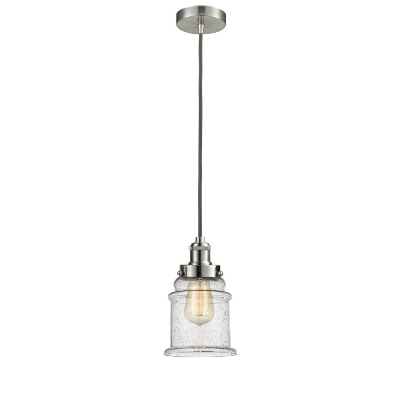 Luminaire suspendu en forme de cloche à 1 lumière Waterville, Nickel satiné / gris