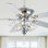 Ventilateurs de plafond 52 po en cristal moderne avec lumières et télécommande, ventilateur de plafond réversible à 5 pales à moteur à courant continu, ventilateur de lustre en chrome pour chambre à coucher