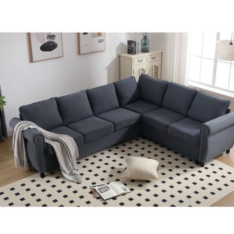 Canapé-lit modulaire coulissant, 6 places, gris foncé, cadre, mobilier multifonctionnel, canapé-lit gris confortable, fabrication en forme de L, option, repos