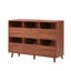 Support pour tourne-disque 47 pouces avec 6 compartiments de rangement ouverts en vinyle