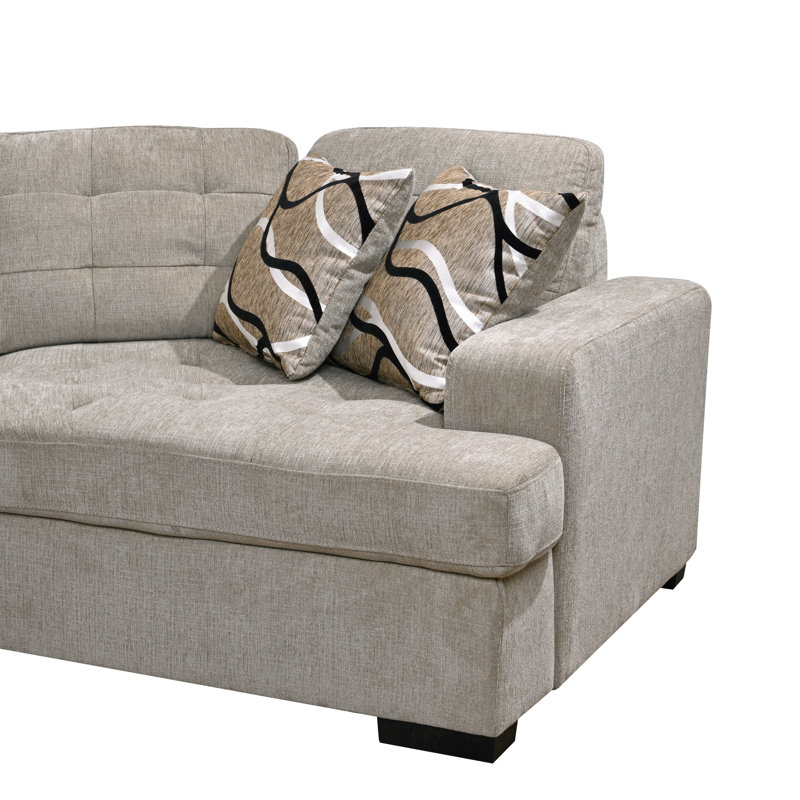 Ombra 149'' Oversized Sectional Sofa Square Arms Firm Sectional Sleeper Sofa with Pull Out Bed, Light Gray