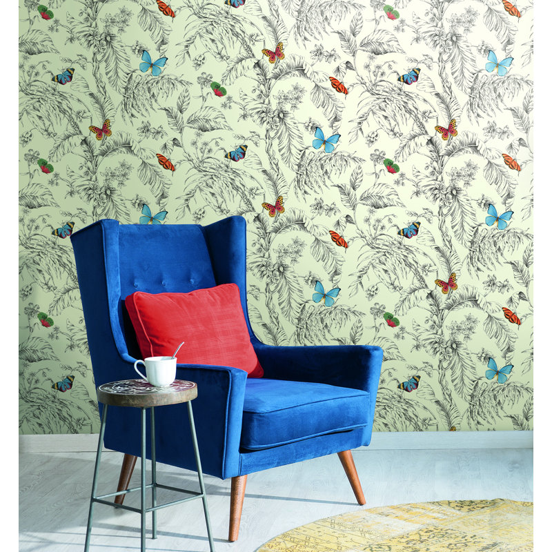  Rouleau de papier peint Papillon L 27 pi x l 27 po, rouge