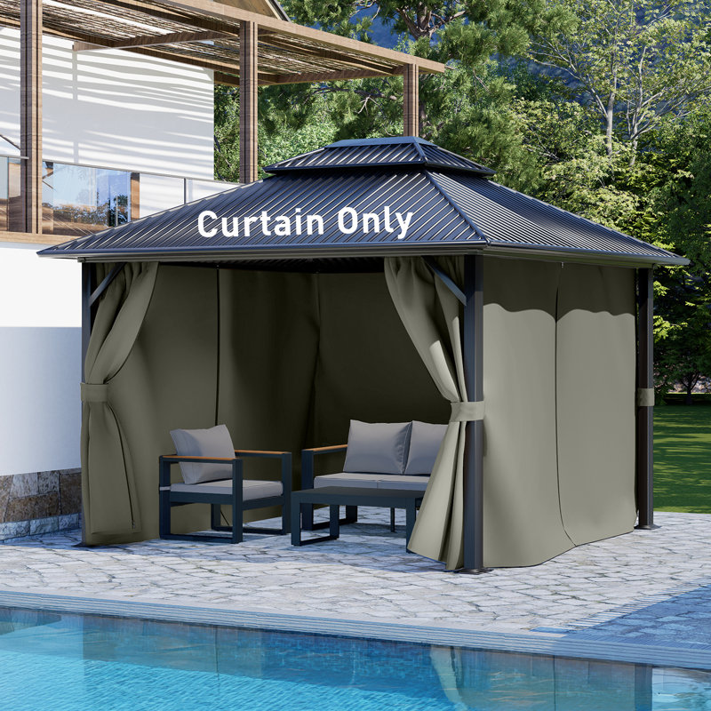 Paroi latérale en polyester pour pavillon de jardin Aoodor, gris, 82.7" H x 120" W x 156" D