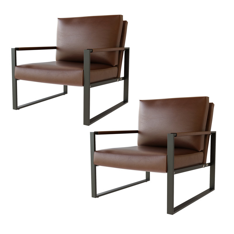 Angellina Faux Leather Armchair, Brown Faux Leather