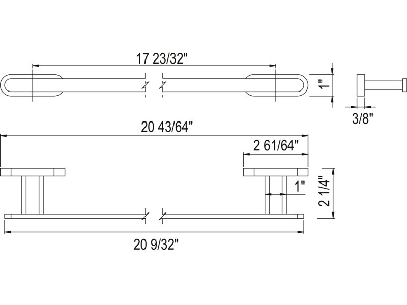 Miscelo™ 24" Towel Bar, Polished Chrome, 1" H x 20.7" W x 2.25" D