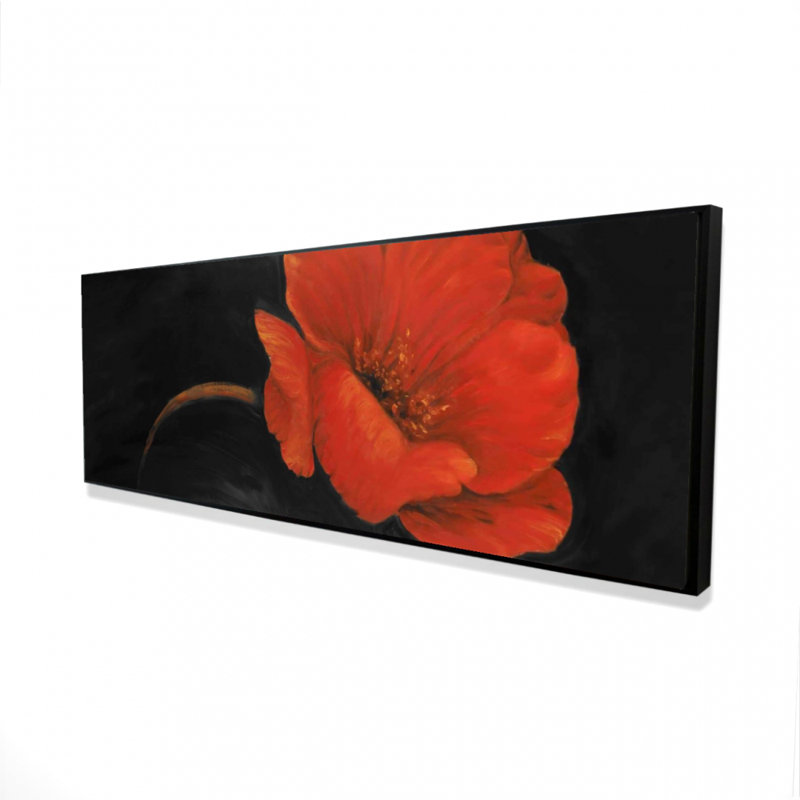 Black Bedroom Contemporary Framed Canvas - Red Flower Decor