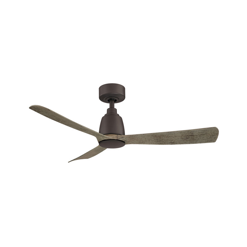 Kute 44 inch Indoor/Outdoor Ceiling Fan - Matte Greige with Weathered Wood blades, Matte Greige