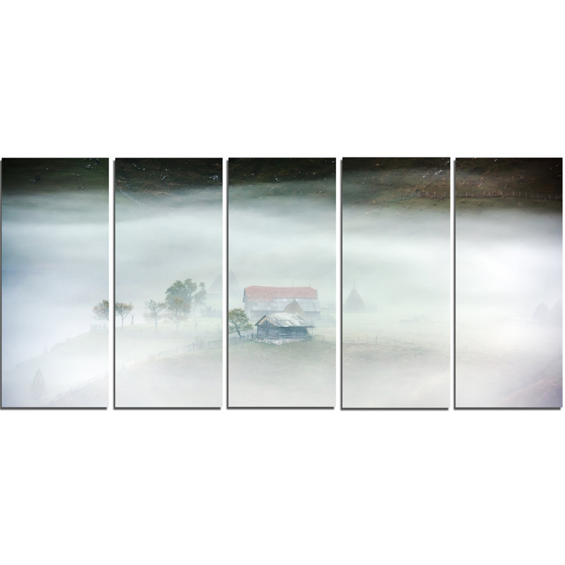 Morning Fog Landscape Canvas Print in Five Panels