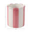 Organisateur de bureau décoratif rayé en céramique avec bordure festonnée - Mignon rangement pour accessoires de bureau dans la chambre à coucher, la cuisine ou la salle de bain - 4 po, rose et ivoire-1011376962