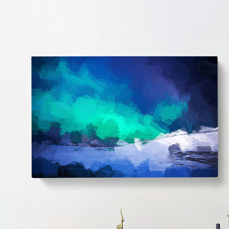 Aurora Borealis in Iceland in Abstract - Wrapped Canvas, 50cm H x 76cm W x 3cm D