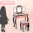 Kids MDF Vanity Table Set In Pink With 1 Drawer With 3-Color Dimmable LED Bulb-2068902358