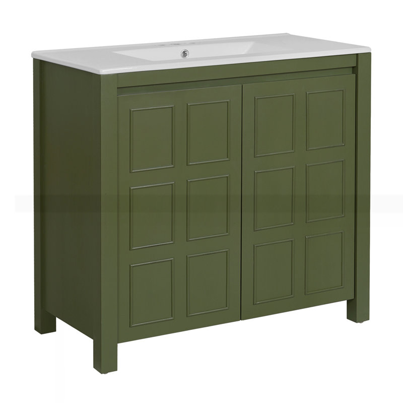 Organisateur de meuble-lavabo 36 "avec lavabo en céramique, Vert