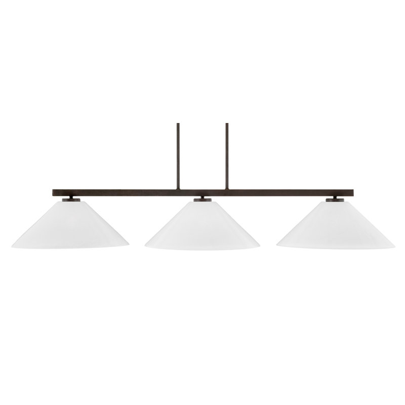 Bar 3 lumières Bremer avec verre 16 po Bremer, H 8,25 po x l 52,5 po x P 16 po, Marbre blanc, Granit foncé