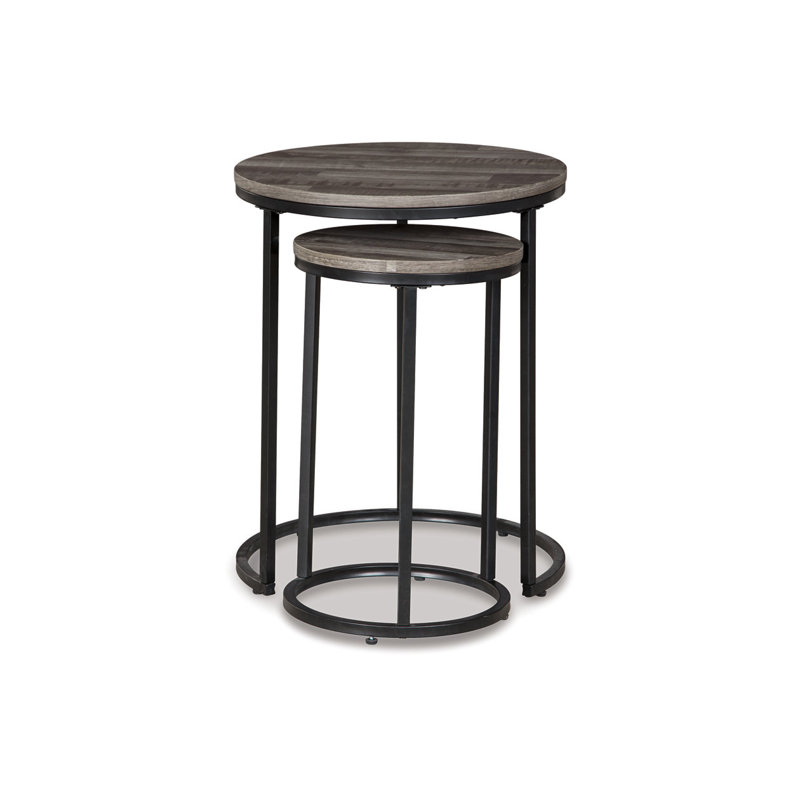 Ensemble de 2 tables d'appoint Damaje, H 23 po x l 18 po x P 18 po, Gris