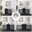 Meuble-lavabo noir et gris 42 po X P 22 po D, dessus en marbre gris château, ensemble de robinets chromés et Miroir-727276407