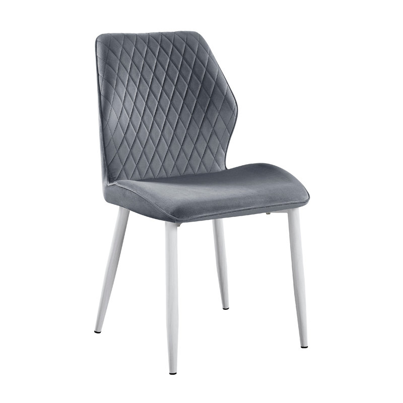 Ensemble de 2 chaises de salle à manger Bailey, en métal, en velours matelassé, Gris foncé