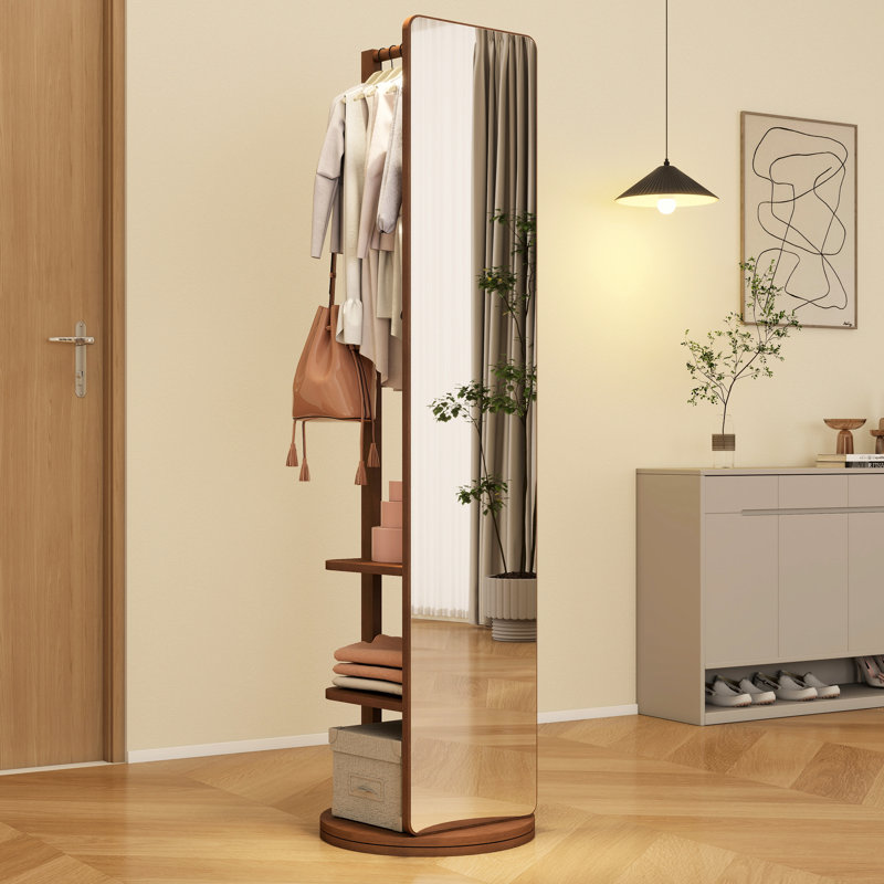 Miroir en noyer de 19,6 po x 68,8 po, avec bois massif, bois d'hévéa et verre - ajoute du luxe à la maison