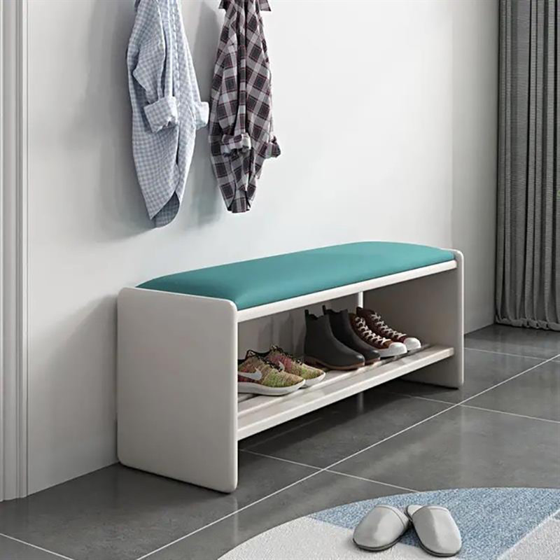 Banc de rangement pour tabouret 35,4 po, Bleu / blanc