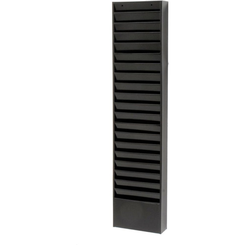 Black Steel Wall Mounted 20-Pocket File Holder