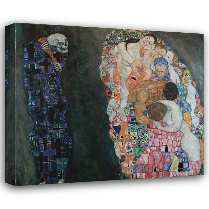 "Mort et vie" par Gustav Klimt - Toile tendue avec châssis, H 24 po x l 17 po