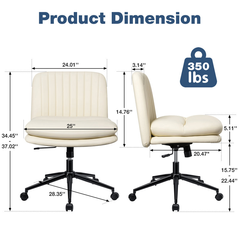 Chaise de bureau Latitude Run® Criss, Crème, Yes
