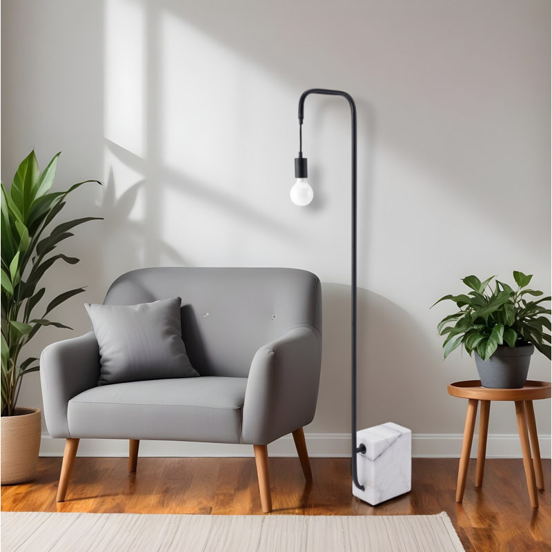 Lampe sur pied 59 po en acier et marbre Ahmond