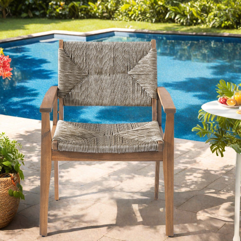 Chaises de patio durables en bois d'acacia avec osier élégant pour l'espace extérieur