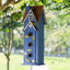 Maison d'oiseaux surdimensionnée en bois massif à 3 niveaux, H 24,25 po - bleu