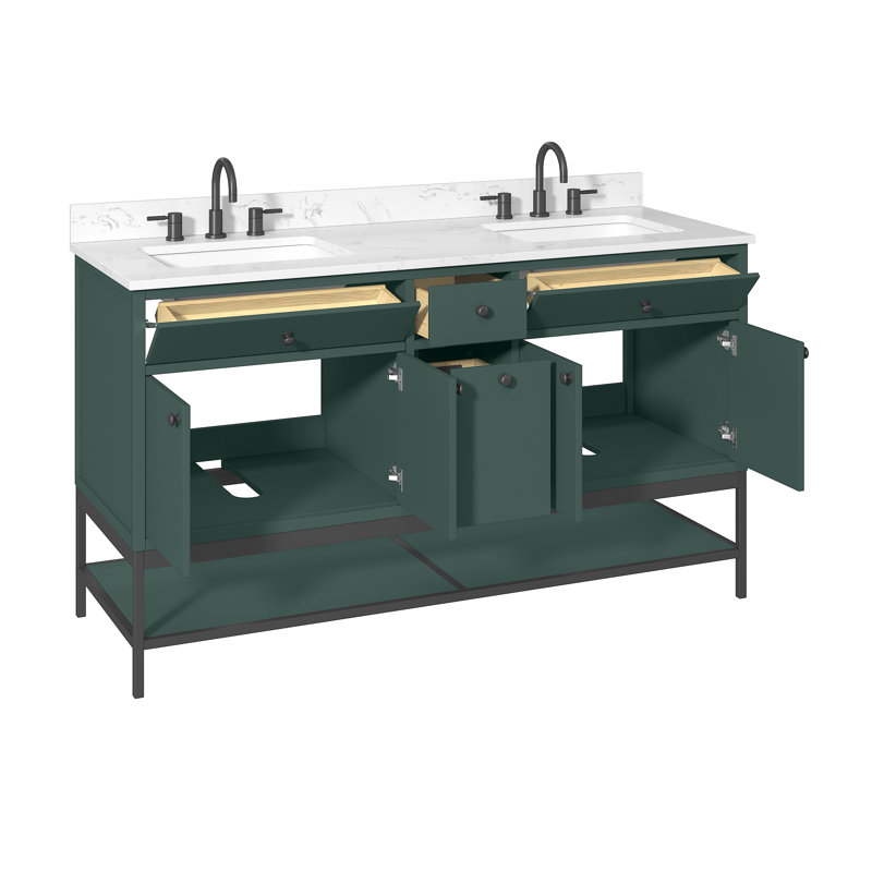 Meuble-lavabo double Paisley, Vert