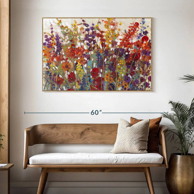 Variété de fleurs II, Cadre flottant en bois naturel, 25 po x 17 po