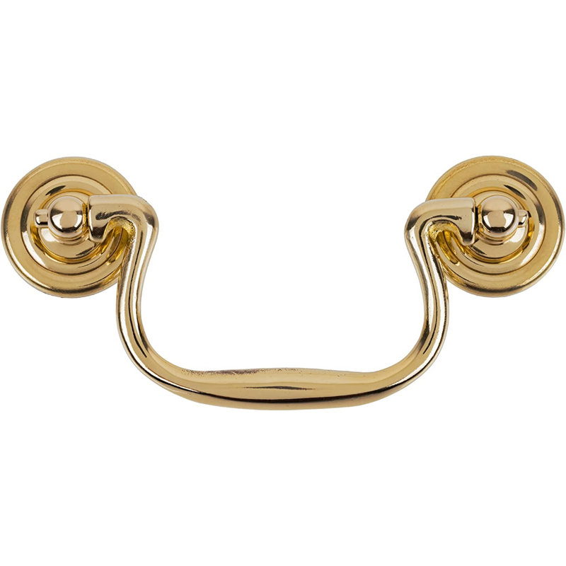 Plain Cast Brass Swan Neck Drawer Bail Pull Handle ( Centers: 3 1/2" )