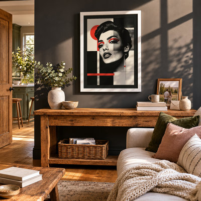 Divided Portrait In Red Modern - Print