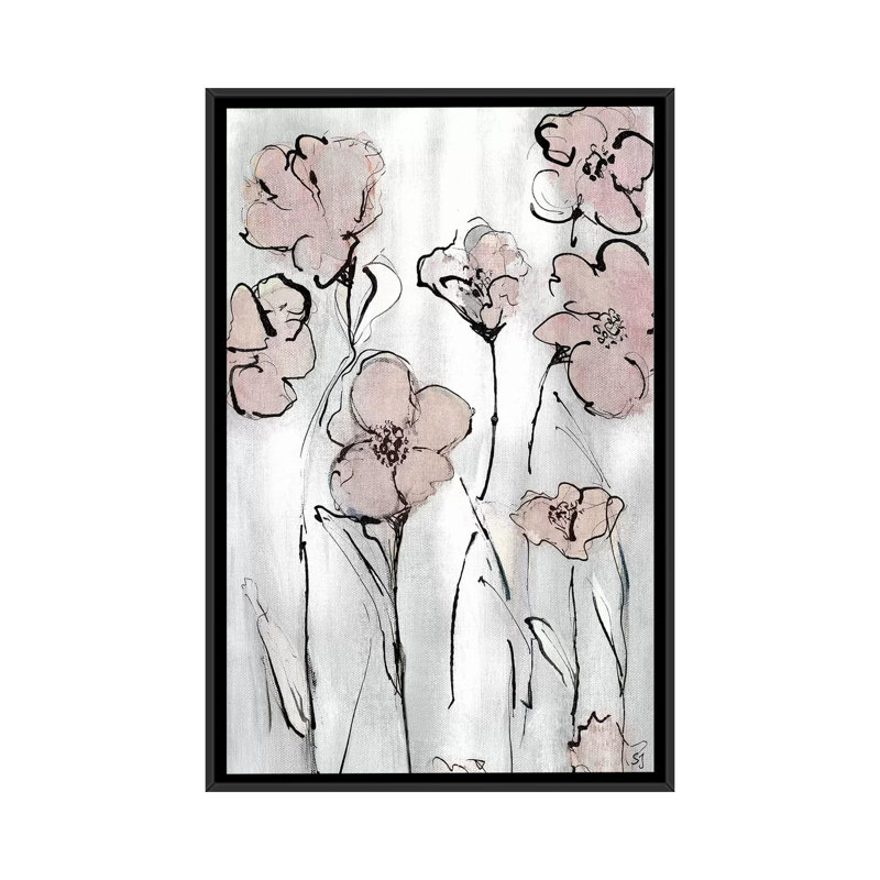 «Wildflowers I», reproduction sur toile, H 26 po x l 18 po x P 1,5 po, Toile avec cadre noir, Pas de tapis