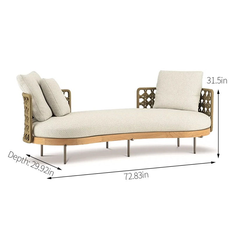 Braided Rope Creative Patio Sofa 72.83'' Wide Curved Patio Sofa with Cushions