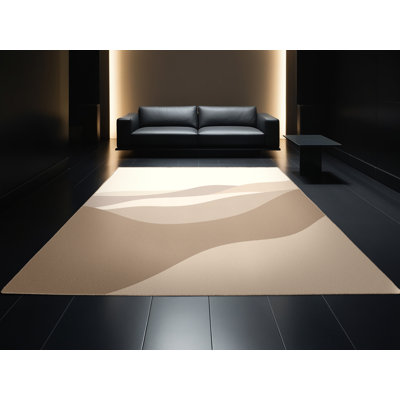Machine Washable Pacchiana Minimalist Solid Colour Rug in Beige – Beige Binding