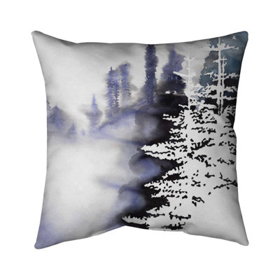 Silhouette of a Forest - Trees Illustrative – Outdoor Throw Pillow with Insert, Weather-Resistant