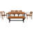Outdoor Wood Dining Set For 7-8 Person, Outdoor Dining Furniture With Removable Cushions, Ergonomic Chairs And Bench, Thicker Table