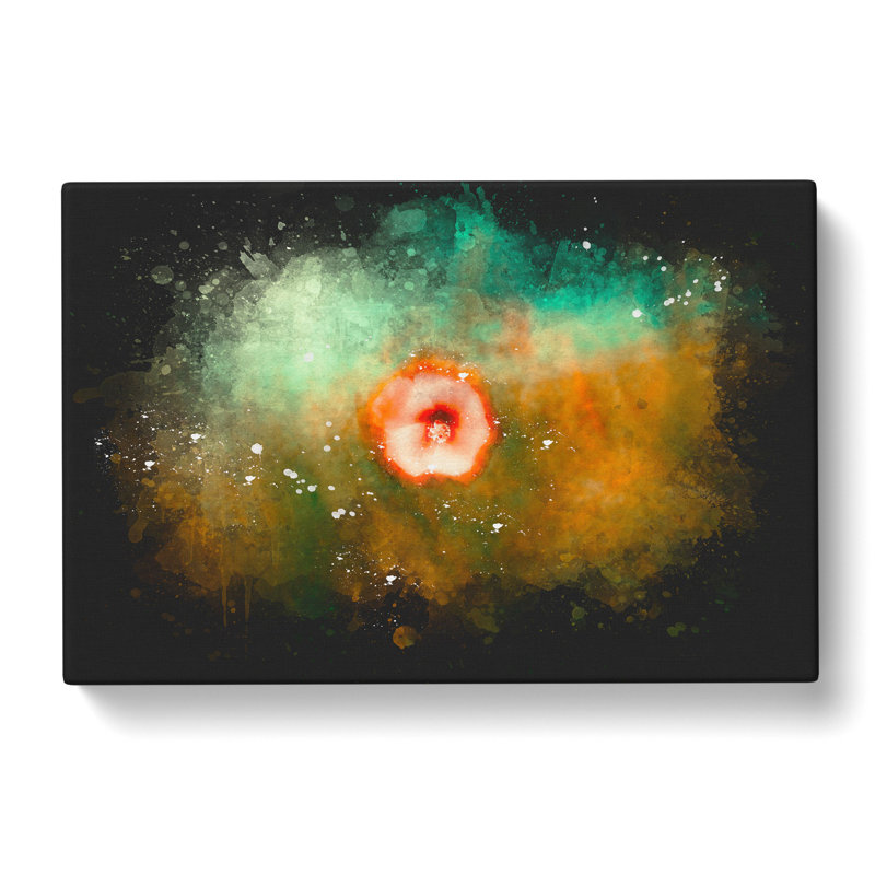 Lone Pink Flower - Wrapped Canvas Painting, 35cm H x 50cm W x 3cm D