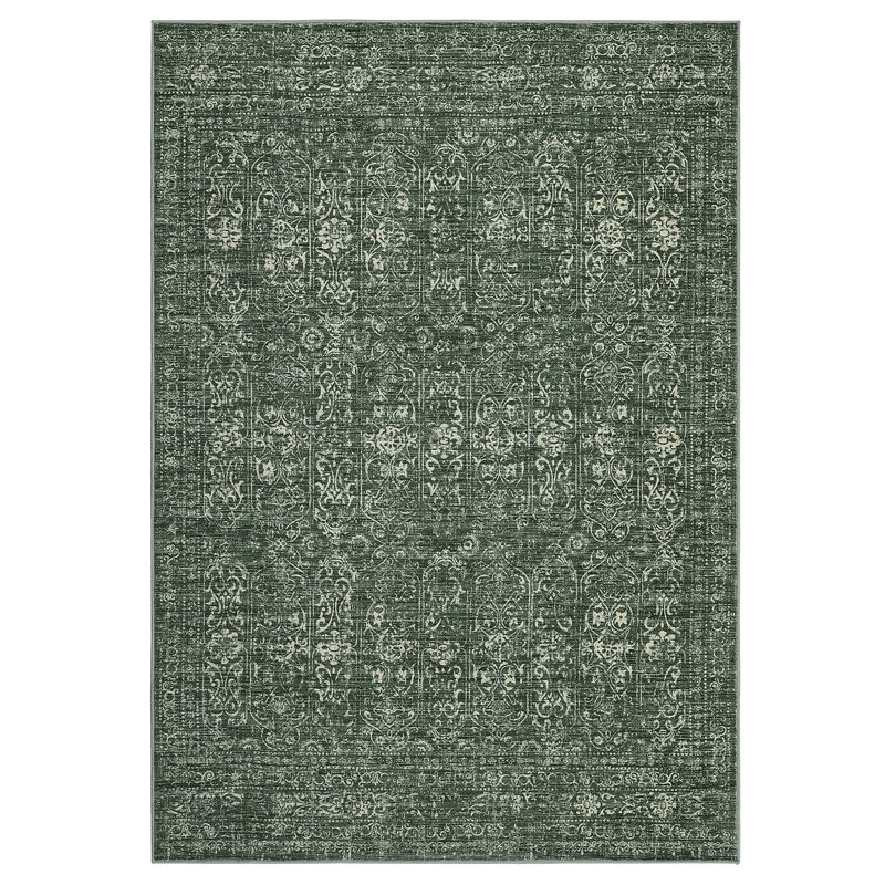 Tapis rétro pour salle de bain Tapis de salle à manger, Vert, Rectangle 5 pi x 7 pi