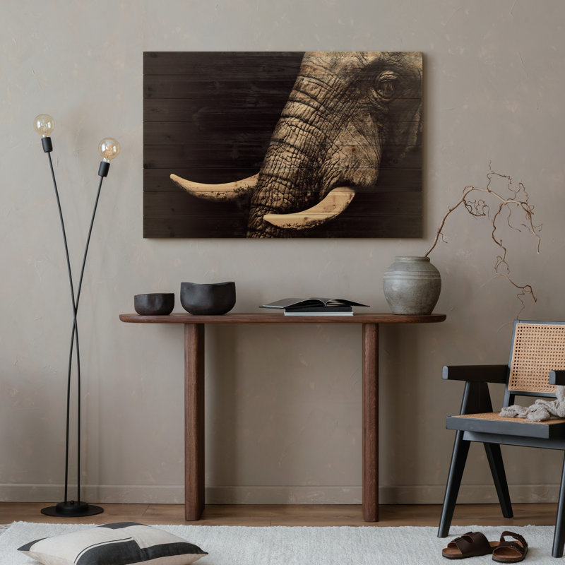 « éléphant », impression sur bois