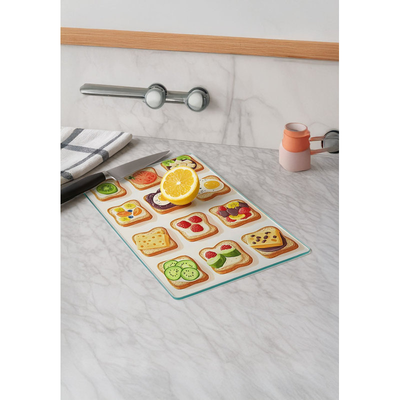 Premium Tempered Glass Cutting Board, 11.8 x 15.7 inches | 100% Antibacterial, Easy Clean Design with Non-Slip Silicone Feet | Ideal for Safe Food Preparation in Kitchen, Stylish & Functional